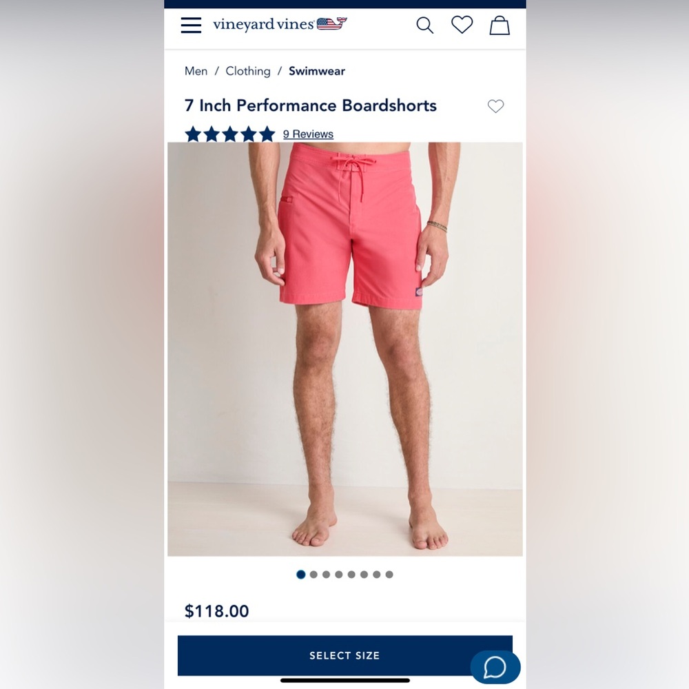 Vineyard Vines Men's 7-inch Performance Boardshorts Swimsuit Serenity Blue 40” - Picture 1 of 7